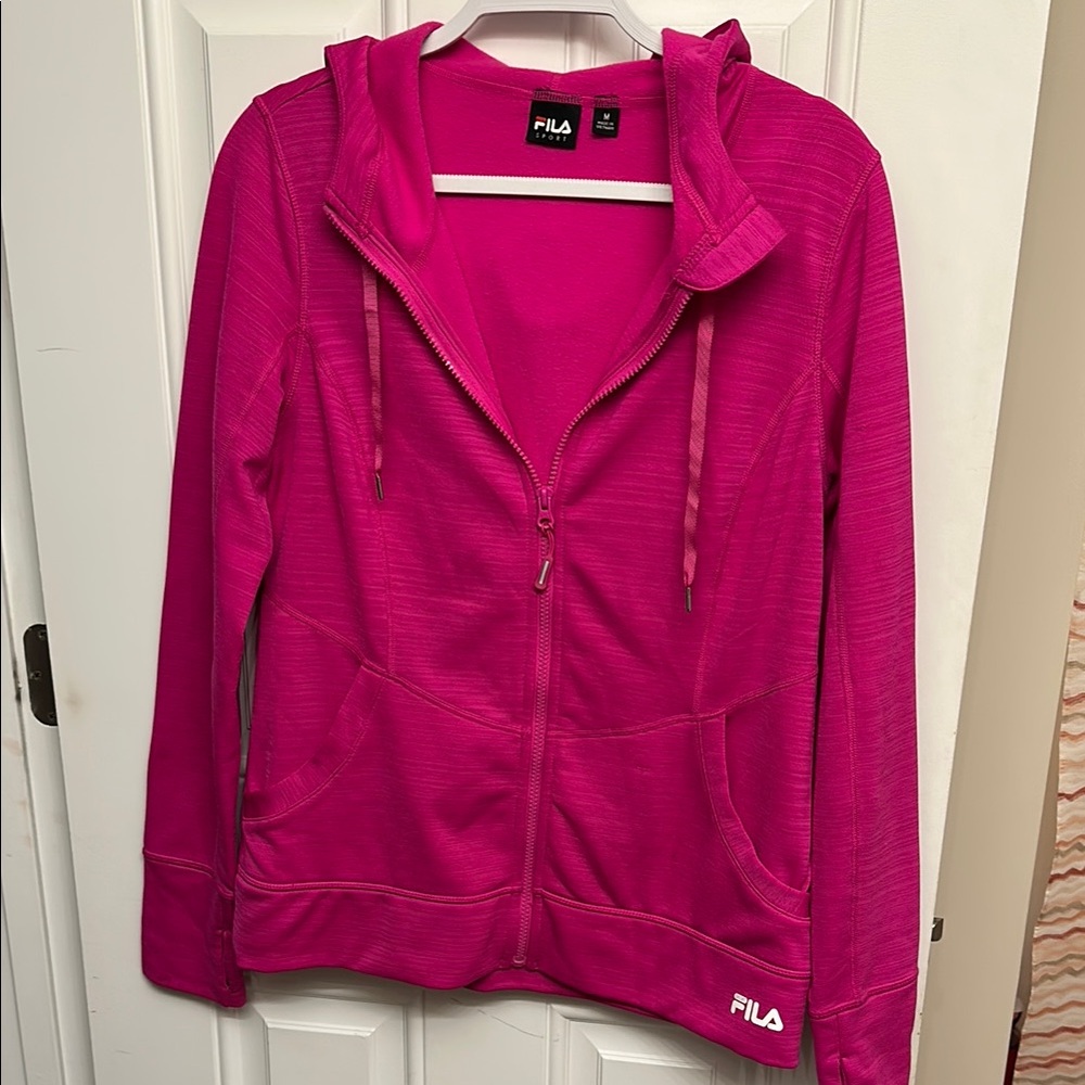 Fila Hot Pink Full Zip Hoodie Jacket Sz M